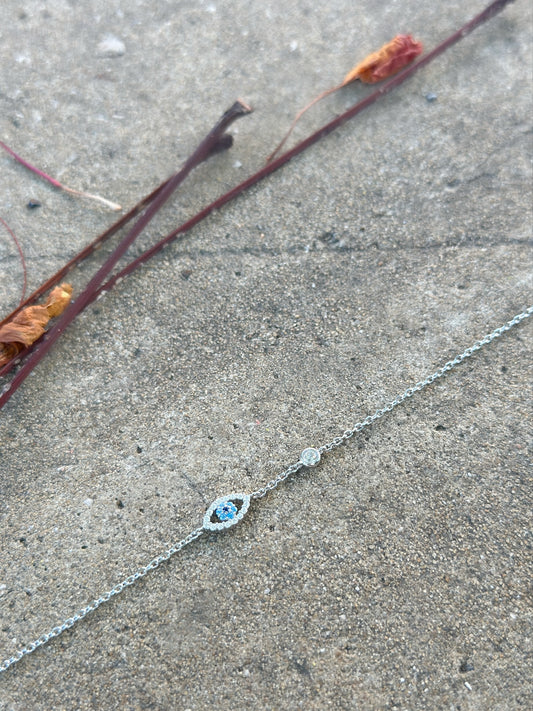 Evil Eye With Small Round Stone Bracelet