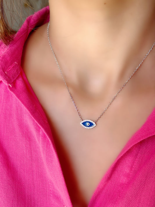 Eye shape Dark Blue Color Necklace