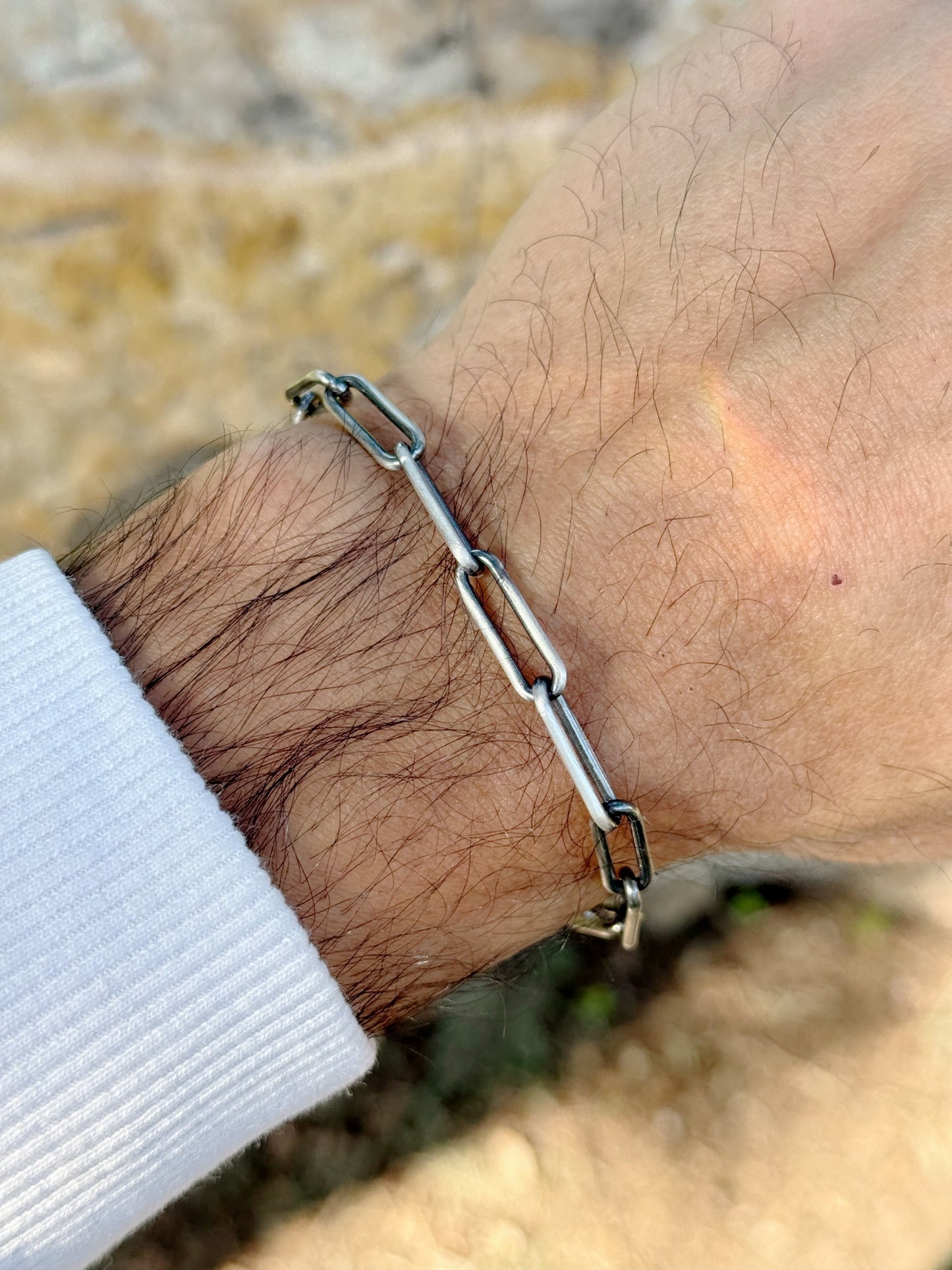 Oxidized Paper Clip Design Men Bracelet