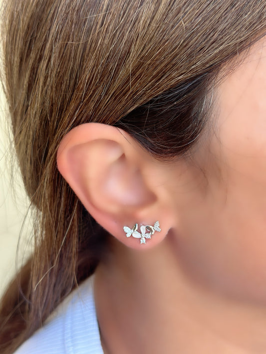 Three Combined Butterflies Earrings