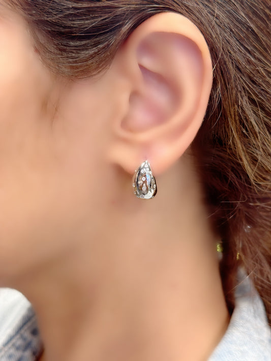 Water Drop Design Earrings With Small Zircon Stones