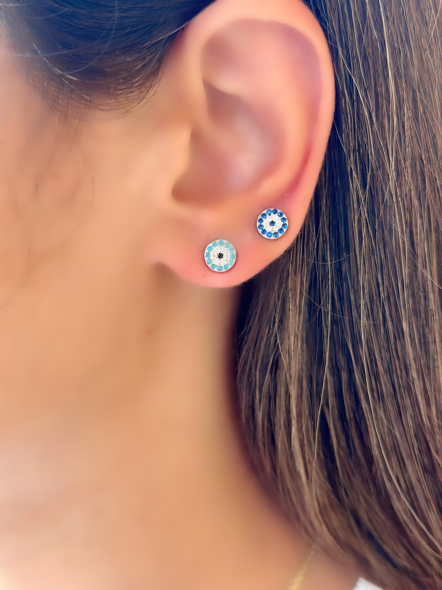 Small Round Evil Eye Design Earrings