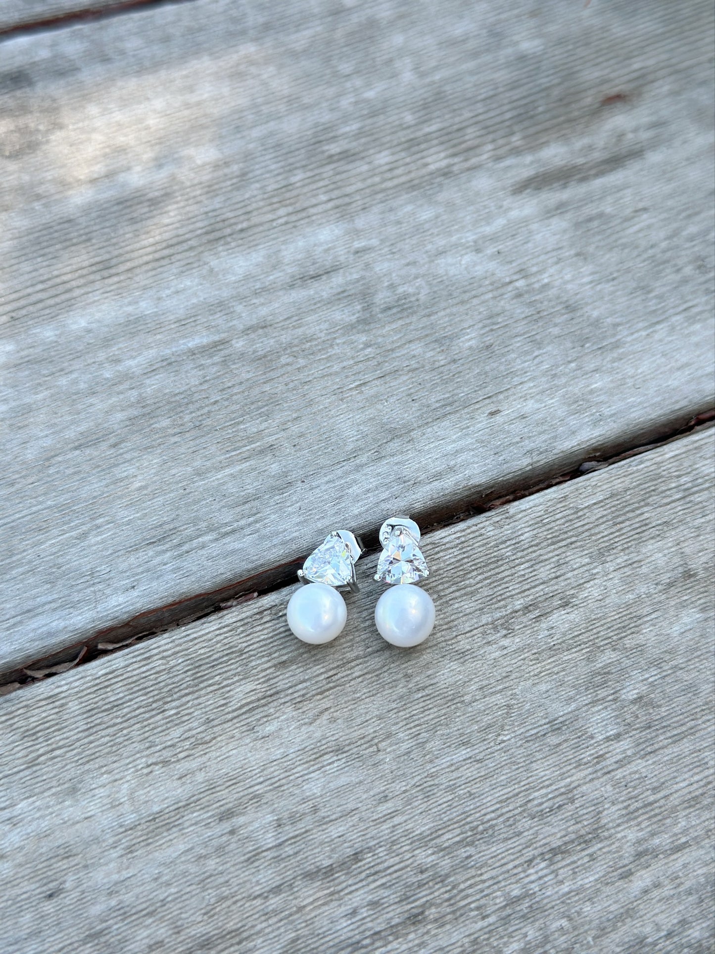 Pearl & Triangle zircon Stone Earrings