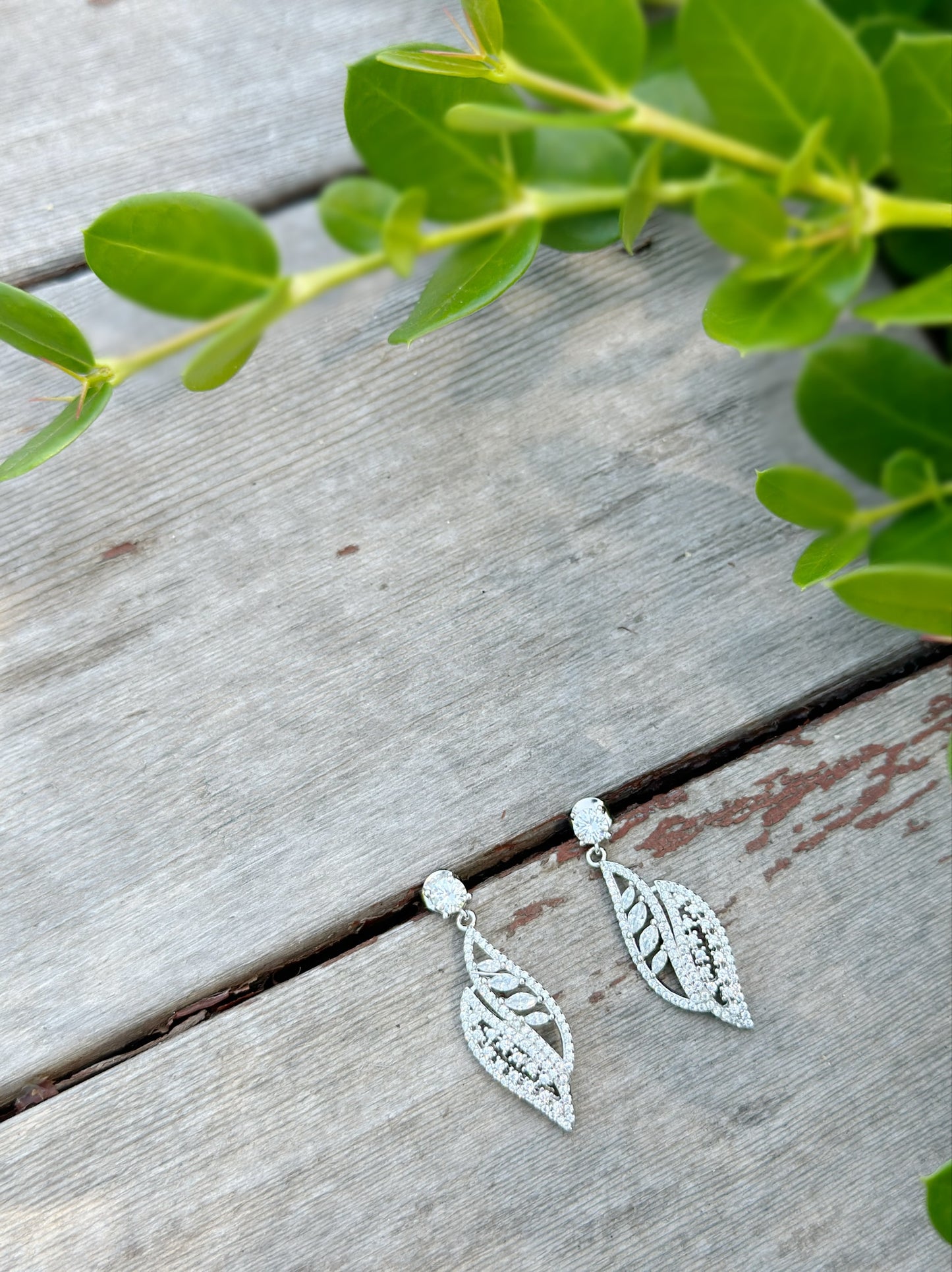 Carved Leaf Drop Earrings