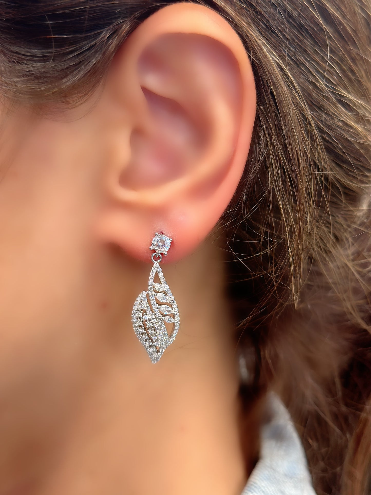 Carved Leaf Drop Earrings