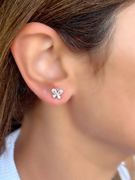 Butterfly Earrings White Stone