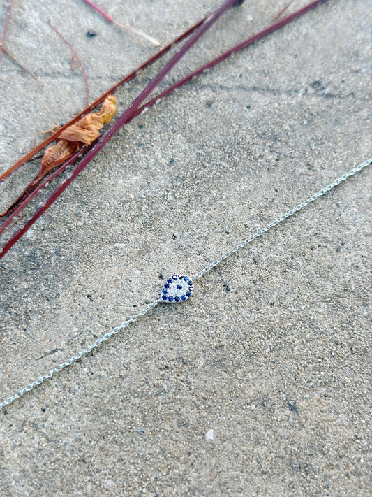 Oval Shape Evil Eye With Blue & White Stones