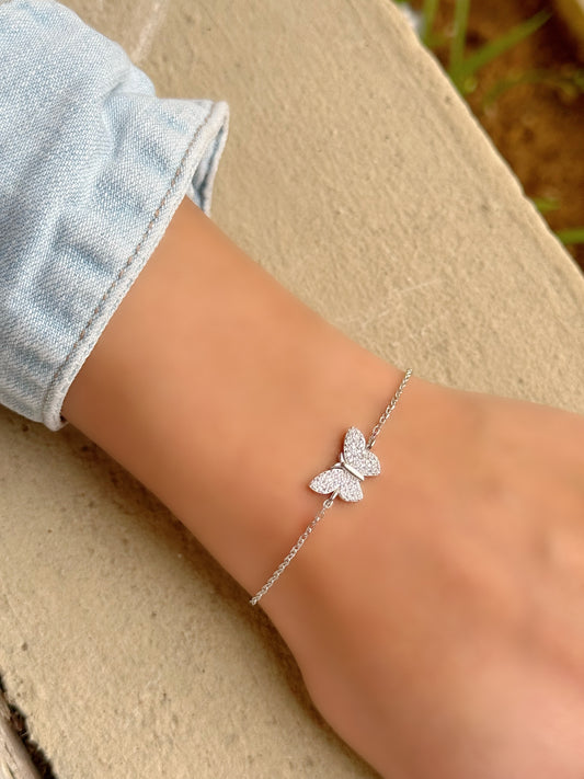 Butterfly Bracelet With White Stones