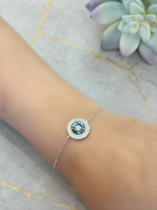 Circle Design Bracelet With Coloured Stones