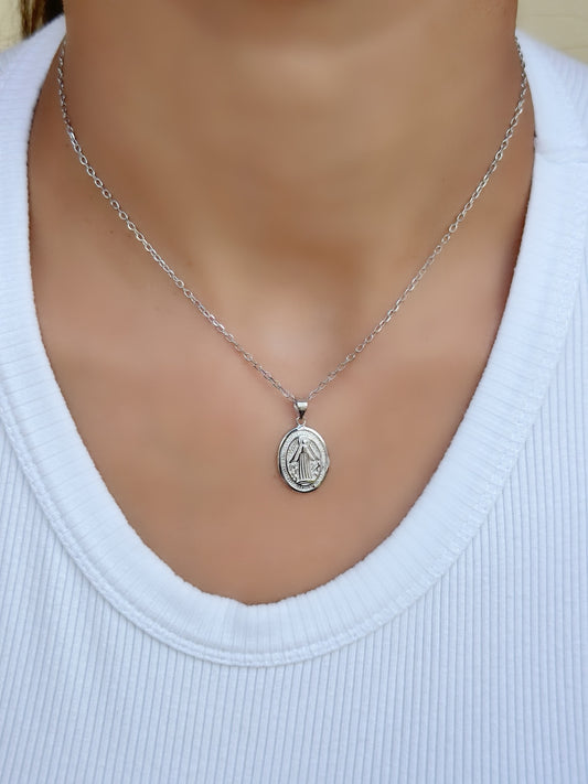 Saint Mary Plain Silver Necklace