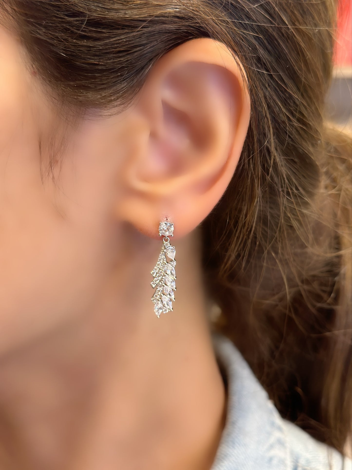 Drop Earrings White Stones