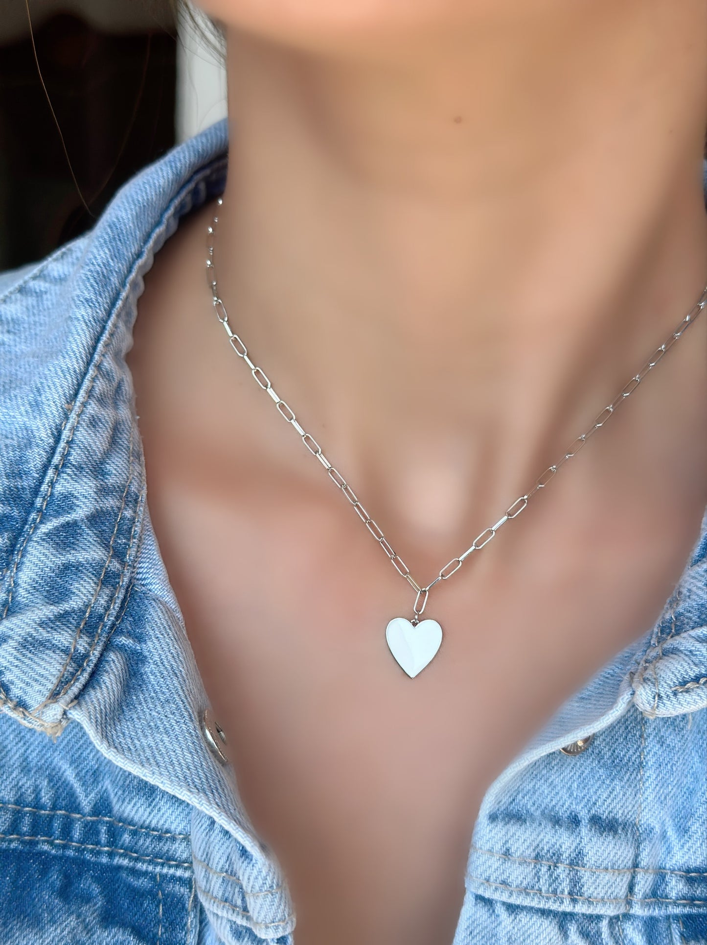 Heart With Paper Clip Design Necklace