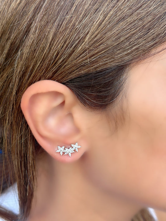 Three Combined Flower Design Earrings