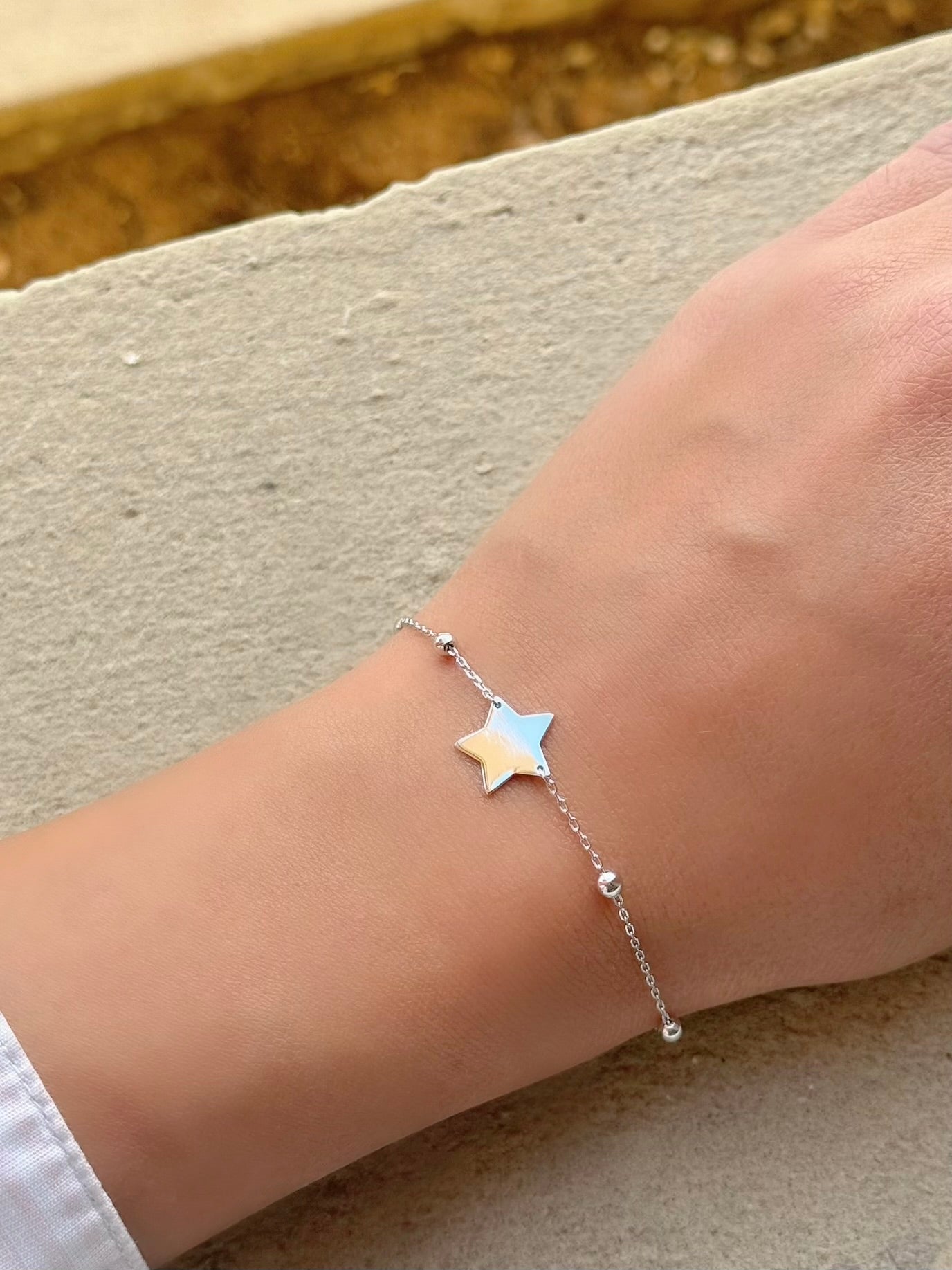 Plain Star Bracelet With Silver Beads