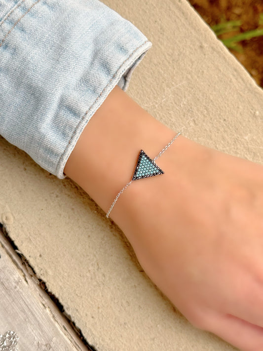 Blue Triangle Design Bracelet With Black contouring