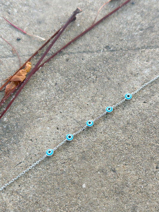 Light Blue Multiple Round Evil Eye Design Bracelet