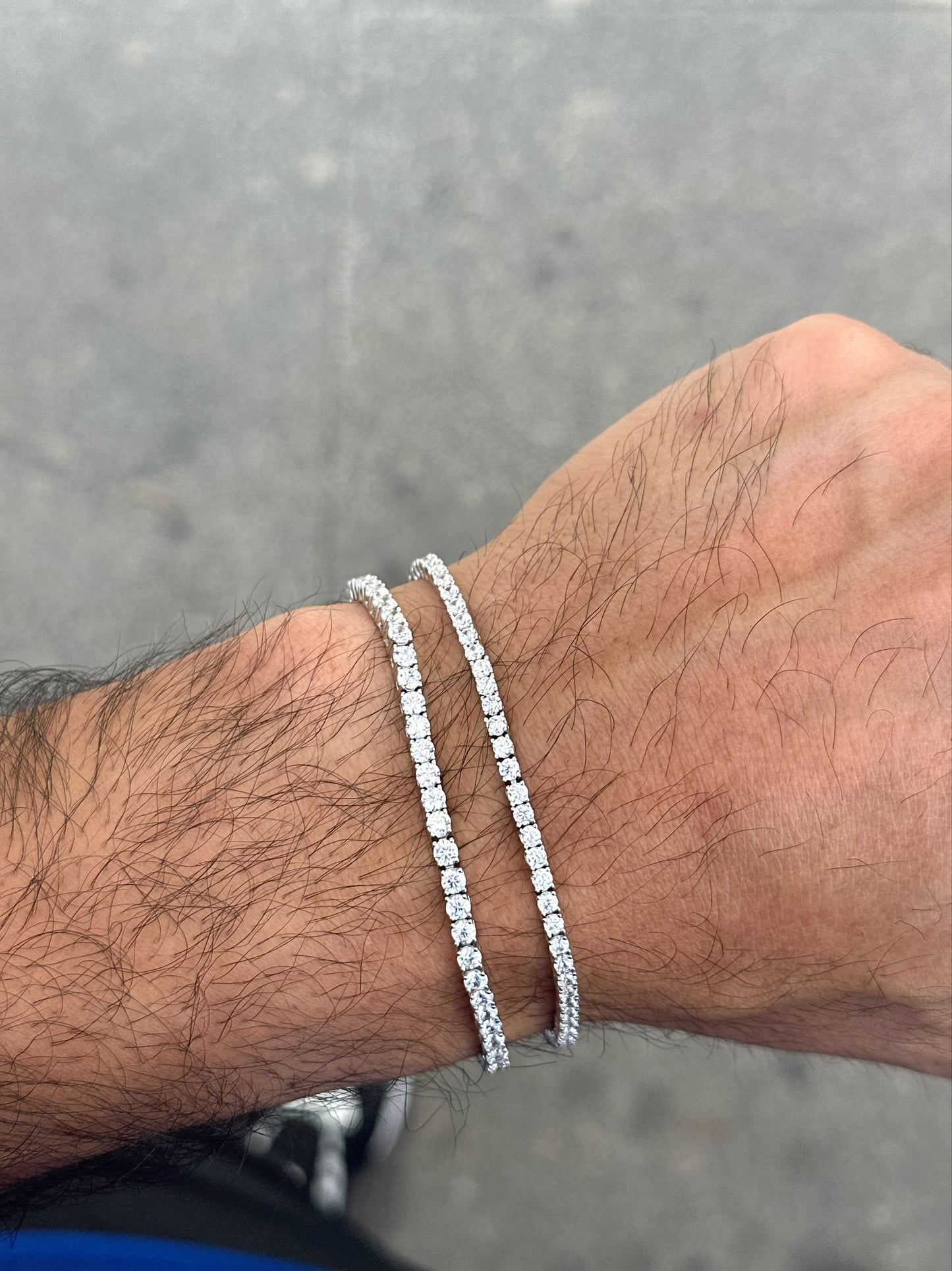 Men Tennis Bracelet White Stones