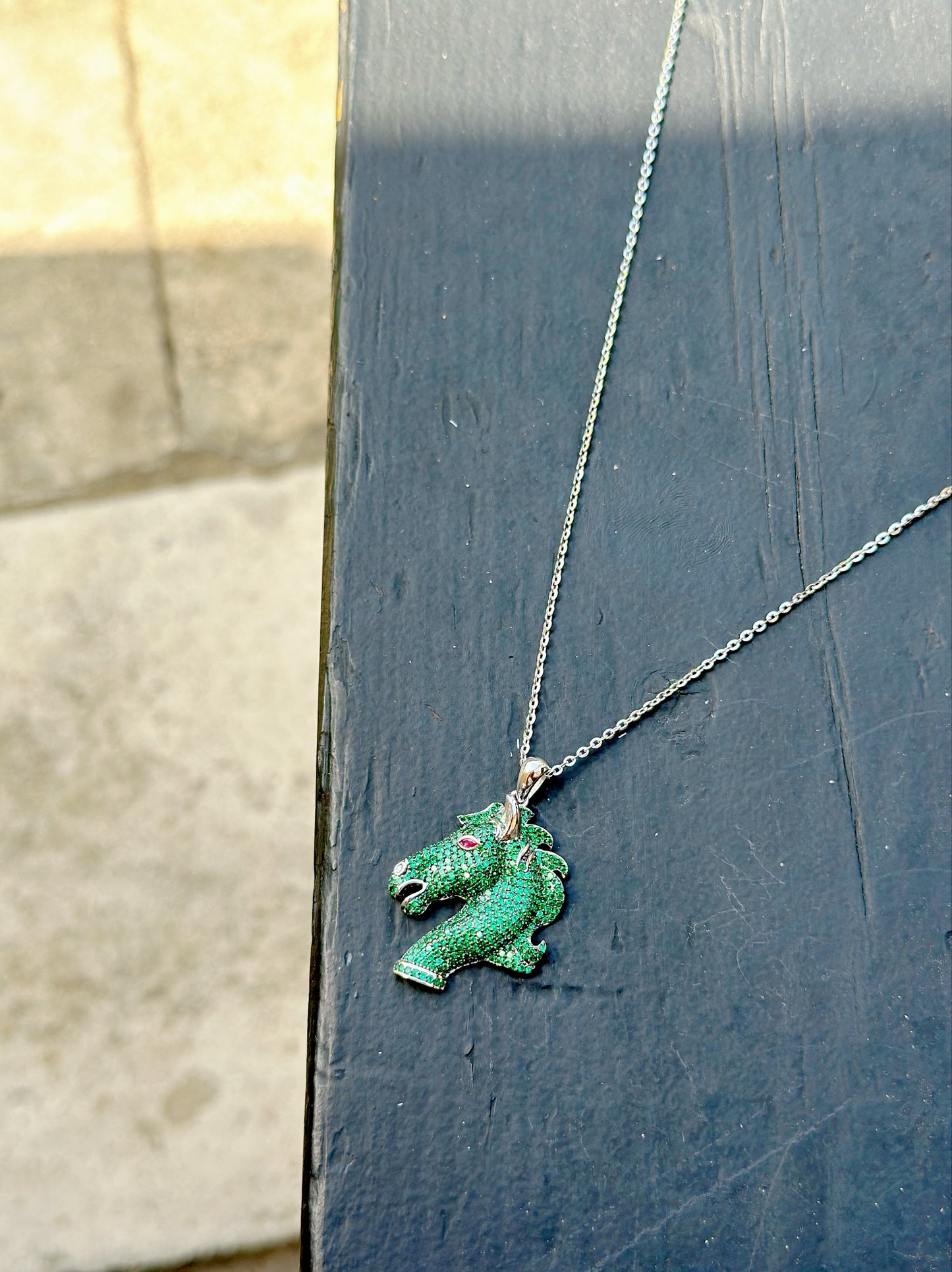 Horse Face Necklace Green Color