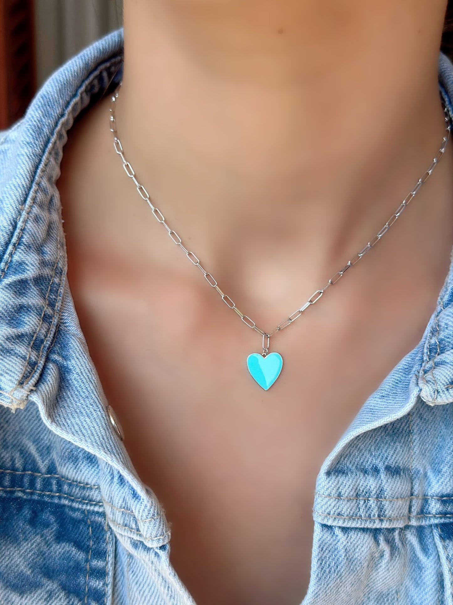 Heart With Paper Clip Design Necklace