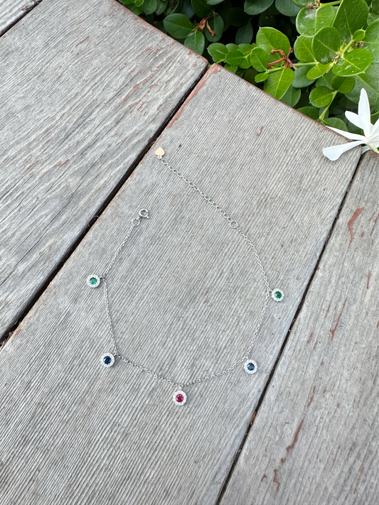 Multi Colors Round Shape Stones Anklet